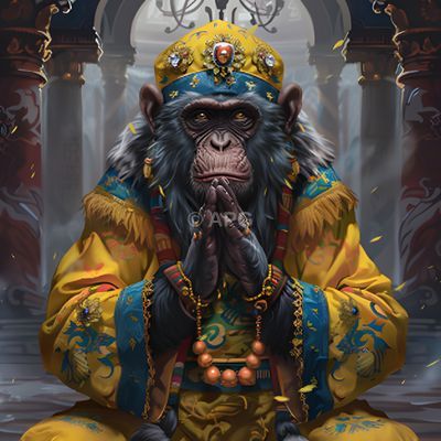 Königlicher Schimpanse in prunkvoller Robe